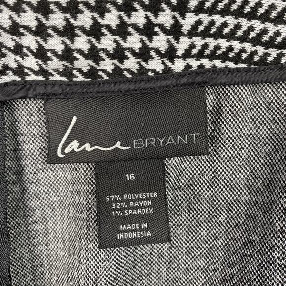 Lane Bryant Skirt Sz 16 Black & White Houndstooth Stretch Knit Pencil Knee Lngth - Picture 4 of 7